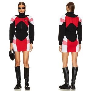 VERSACE JEANS COUTURE Colorblock Long Sleeve Half Zip Mini Dress Size 4